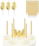 BLUE PANDA - Pineapple Cake Toppers, Thin Candles, Birthday Party Supplies (Gold, 30 Pieces)