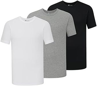 New Balance Men's Standard Cotton Performance Crew Neck Tee, Black/White/Heather Grey, Medium