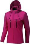 jekewolawang Women's Waterproof Windproof Jacket with Hood Lightweight Zip-Up Jacket (US, Alpha, 5X-Large, Regular, Regular, Red/Dark Red)