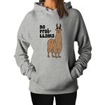 TeeStars Women's - No Prob Llama Hoodie Large Grey