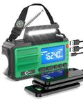 Esky 7 in 1 Wind Up Radio, AM/FM/NOAA Emergency Solar Radio 10000mAh Rechargeable Hand Crank Radio with 3 Charging Ports,Flashlight,Reading Lamp,Compass,SOS Alarm,Headphone Jack for Camping Outdoor