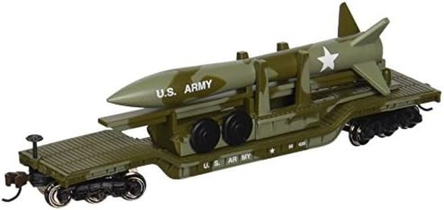 Bachmann Industries Inc. 52' Center-Depressed Flat-Car Olive Drab Military with Missile - N Scale