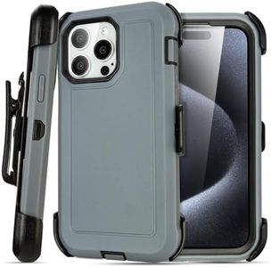 Yowtrey Shockproof Case for iPhone 16 Pro with Belt Clip, Heavy Duty, Anti-Drop, 3 Layers of Sturdy Protection, Grey