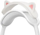 kwmobile Cat Ear Headphone Cover Compatible with Apple AirPods Max Headphones - Silicone Headband Covers - Cute Gaming Accessories - White/Dark Pink