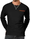 JMIERR Mens Tee Shirt Crewneck Waffle Knit Tee Summer Long Sleeve Fashion Casual Long Sleeve Tops, US52(3XL), A Black