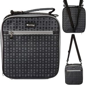 Bentology Convertible Soft Black Checker Insulated Durable Lunch Bag For Kids - Zippered Outer Pocket - Adjustable Straps Convert to Backpack, Shoulder Bag or Lunch Box -School & Travel