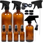 7 Amber Glass Spray Bottles, 2 Pack 480ml Empty Amber Spray Bottles, 1 Pack 240ml Amber Spray Glass Bottle and 4 Pack 60ml Glass Amber Spray Bottles for Essential Oils