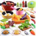 Kopi Corgi Kids Pretend Play Kitchen Accessories Set,47PCS Role Play Toy Kitchen Accessories with Cookware Pot& Pan&Kitchen Play Sink Sets for Kids,Play Food Kids Kitchen Gift For Boys Girls Age 3+