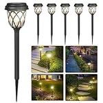 Solar Garden Lights - LED Solar Path Lights,Double Waterproof,Unique Glow Effect,Outdoor Solar Torch Lights for Dusk-Dawn Landscape Decoration Light for Garden, Pathway, Driveway (6 Pack)