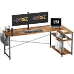 HOMIDEC L Shaped Desk 160CM Computer Desk Study Office Desk Gaming Desk Writing Table With Bookshelf Reversible Corner Desk For Home Office Studio Workstation