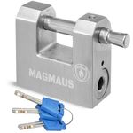 Magmaus® RTL50 [Never-Rust] Heavy Duty Shipping Container Padlock with 3 Keys - [High Security] - Weatherproof Outdoor Lock - [Stainless Steel] - Ideal for Shed, Chain, Gate, Garage