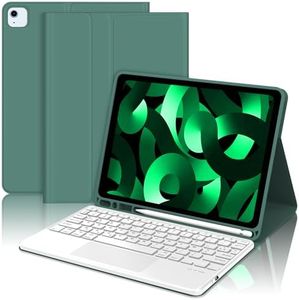 JADEMALL Coque Clavier avec Touchpad pour iPad Air 5/4 Generazione 2022/2020 10.9", Détachable Clavier avec Smart Trackpad e Porte-Crayon, AZERTY Français Clavier, Vert foncé