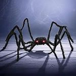 Halloween Spider with Light Up Eyes (LED Lights) - Decorations 4 Ft Hairy Spider Prop with Giant LED Red Eyes - Halloween Decor for Indoor, Outdoor, Golf Cart, Wall - Halloween Door Hanger