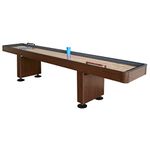 Challenger Shuffleboard Table w Walnut Finish, Hardwood Playfield, Storage Cabinets