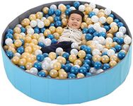 LimitlessFunN Kids Ball Pit Foldable Double Layer Oxford Cloth Play Ball Pool with Storage Bag (Balls Not Included) Playpen for Baby Toddlers (48 Inch, Large, Blue)