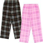 Mad Dog Girl's Pajama Pants - 2/3 Pack, Soft Micro Fleece Fashion Sleepwear Lounge. Sizes: 6-8, 10-12, 14-16, 2 Pack, 10-12, Black Plaid/Pink Plaid