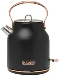 Haden Heritage 1.7L Stainless Steel Electric Water Tea Kettle, Black & Copper