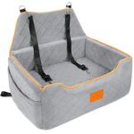 GL GLENSLAVE Dog Car Seat for Large/Medium Dog, Dog Booster Seat for Dogs Under 55Lbs or 2 Small Dogs, Detachable and Washable Travel Dog Seat with Thick Cushion and Storage Pockets (Grey)