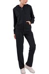 Womens Jogging Suits Sets Outfits Sweatsuits 2 Piece Sweatshirt & Sweatpants Full Zip Hoodie Tracksuits (Black, M)