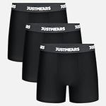 JustWears Boxer Briefs Everyday - BLACK - WHITE LOGO - XXL