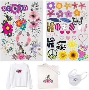 45Piece Iron On Heat Flowers and Cute Images Fabric Vinyl Letter DIY for Sport Jerseys T Shirts Clothes Slogan Printing Crafts Decoration