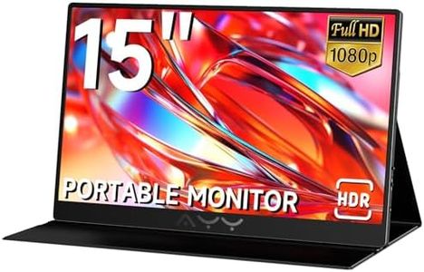 AYY Portable Monitor for Laptop 15 Inch FHD 1080P, USB-C/HDMI Travel Laptop Screen Extender Monitor Portable for PC/Mac/Phone/PS5/PS4/Xbox/Switch, HDR IPS Display with Smart Cover & Speakers, VESA