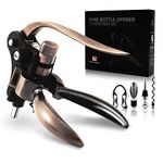 KITESSENSU Rabbit Wine Bottle Opener Set, Corkscrew Kit with Foil Cutter, Wine Aerator, Wine Stopper, Extra Spiral, and Corkscrew Stand, Screwpull Levers, GIFT FOR WINE LOVERS-BRONZE