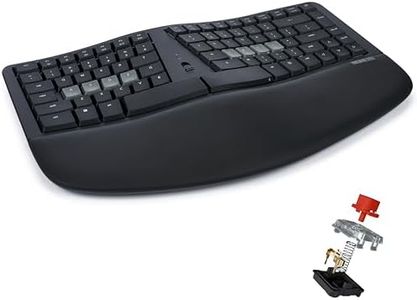 KINESIS mWave Quiet Ergonomic Keyboard for PC (Black) | Quiet Linear Mechanical Switches | Bluetooth & USB | Programmable | Backlit | Windows Modifiers & Hotkeys