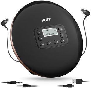 HOTT CD711T Bluetooth Rechargeable Portable CD Player for Home Travel and Car with Stereo Headphones and, Anti Shock Protection-Black