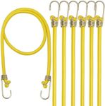 XSTRAP STANDARD 48-inch x 12mm Bungee Cord Set, 6 Pack Heavy Duty Bungee Ropes Straps for Outdoor, Luggage Rack, Camping, Tents, Cargo, Yellow