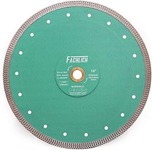 FACHLICH Diamond Porcelain Saw Blade - 10" Tile Blade 250MM Dry Wet Ceramic Cutting Discs with X Teeth Turbo Mesh Rim for Ceramic Tile Porcelain Granite Marble