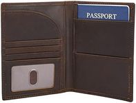 Polare Full Grain Leather Passport Holder RFID Blocking Travel Bifold Wallet Passport Holders 2 Passports (Dark Brown)