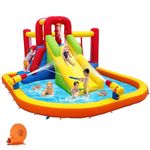 Baralir Bouncy Castle Inflatable Water Slides for Kids, Inflatable Water Park with Slide, Splash Pool, Double Water Cannon, 2 Climbing Wall, Obstacles, Blow Up Jumping Castle with Blower