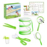 HASTHIP® 6Pcs Kids Bug Catching Kit - Outdoor Bug Catcher for Kids- Nature Adventure & Discovering Kids Toy Set - with Scissor Clip, Tweezer, Magnifying Glass, Bug Net, Foldable Mesh Cage (Green)