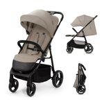 Kinderkraft Trig 3 Lightweight Stroller, Baby Pushchair, Easy Folding with One Hand, All Wheels Suspension, Ajustable Hood 5-Point Safety Harness, from Birth up to 25kg, Beige