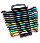 Autojack 12 Piece Ratchet Spanner Colour Coded Combination Set with Storage Rack Multi Coloured