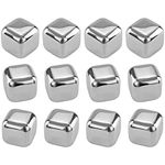 Southern Homewares Stainless Steel Chilling Ice Cubes Reusable For Whiskey Wine Beverage (Set of 12), Silver
