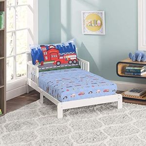 Everyday Kids 3-Piece Toddler Fitted Sheet, Flat Sheet and Pillowcase Set - Police, Fire and Rescue - Soft Breathable Microfiber Boys Toddler Sheets Set - Toddler Bed Sheets
