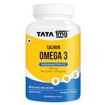TATA 1mg Salmon Omega 3 Fish Oil Capsules 1000mg with Vitamin E | Advanced Fish Oil with 180mg EPA & 120mg DHA | High absorption for Heart, Brain & Joints | Helps manage cholesterol | Pack of 120