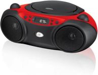 GPX, Inc. Portable Top-Loading CD Boombox with AM/FM Radio and 3.5mm Line In for MP3 Device - Red/Black