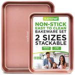 NutriChef, Baking Sheet, Cookie Sheets, Baking Pan, Sheet Pan, Baking Tray, Oven Tray, Nonstick, Cookie Sheets for Baking Nonstick, Kitchen Set, Home Essentials, Baking and Cooking, Rose Gold, 2 pc