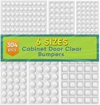 304pcs Cabinet Door Bumpers Clear, ONUEMP Adhesive Rubber Feet Silicone, Sound Dampening Door Slam Stopper Non Slip Furniture Pads Wall Protector for Cutting Board, Door, Drawers, Glass Cabinet …