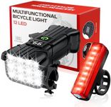 KELNOW Bike Lights for Night Riding, 12 LED 9000 Lumen 7H Runtime Bicycle Light Front and 40H Runtime Taillight, IPX6 USB Rechargeable LED Headlight Rear Light Accessories Adult