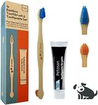 Pet Dental Care Kit for Mid-Size to Large Dogs, Double Head Bamboo Toothbrush & PETOSAN Poultry Flavour Toothpaste, Eco Friendly Soft Bristle for Healthy Teeth & Gums - Remove Plaque