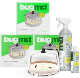 BugMD Termination Station Pest Trapper (3 Pack), BugMD Flea and Tick Concentrate (1 Pack) and Spray Bottle 32 oz (1 Pack) Bundle