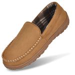 MIXIN Men's Suede Memory Foam Moccasin Slippers Size 9 Loafers House Shoes Light Brown