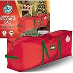 HOLIDAY SPIRIT Christmas Tree Storage Bag - Heavy-Duty Tree Bag with Durable Reinforced Handles & Zipper, Waterproof Storage Bag Protects from Moisture & Dust (Red, fits 7.5 ft tree)