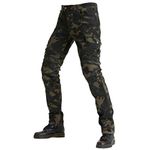 Motorcycle Riding Pants Denim Jeans for Men Motocross Racing Armor Pants with Upgrade Detachable Knee Hip Protector Pads Camouflage S-3XL (M=30)