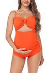 EastElegant One Piece Maternity Swimsuit, Orange, Large