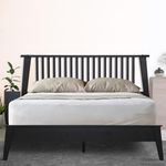 Acacia Kaylin Bed Frame with Headboard Solid Wood Platform Bed, King Bed Frame, Scandinavian Signature Wood Bed Compatible with All Mattress Types, Non-Slip and Noise-Free, Black Ristretto